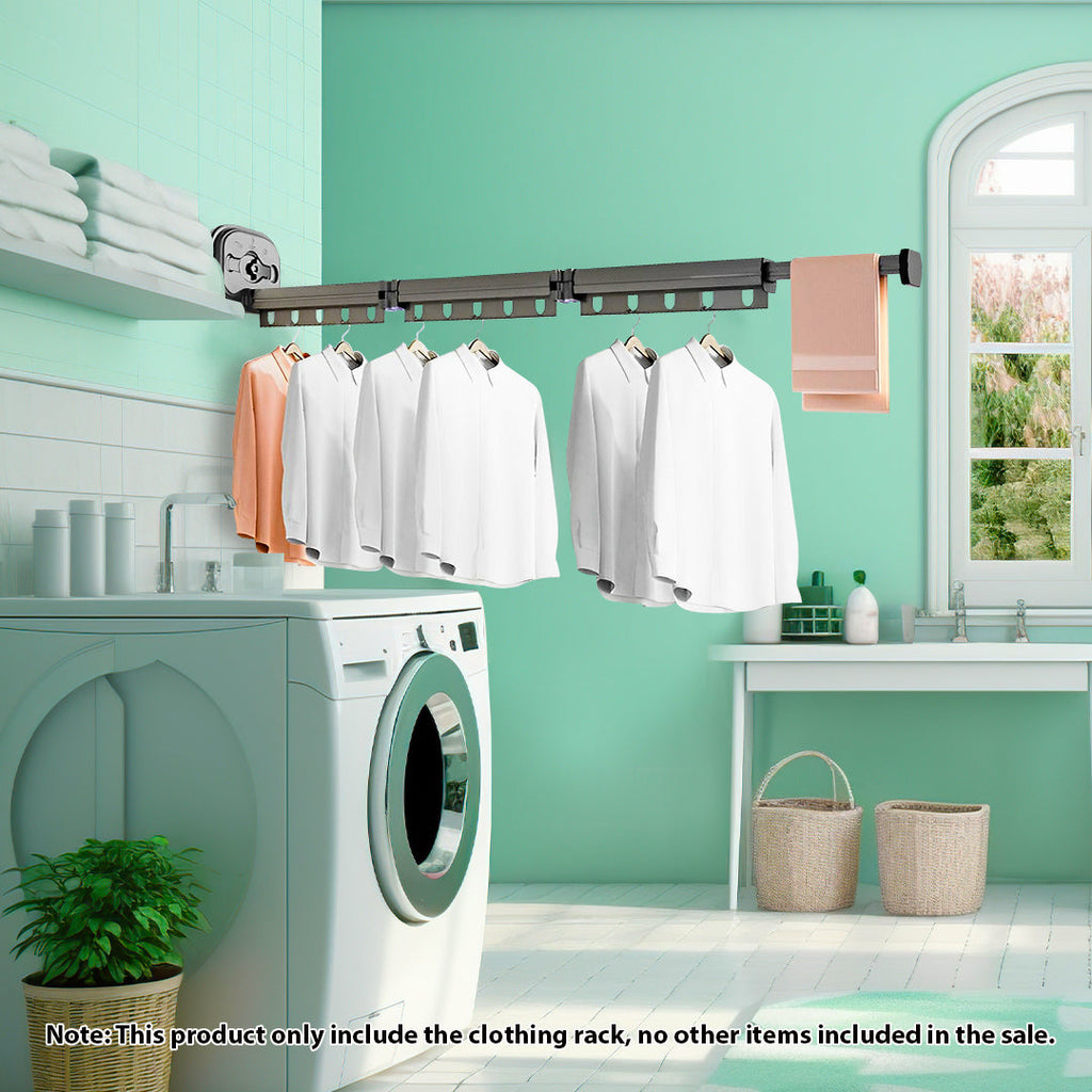 SOGA 2X 50.2 in Wall-Mounted Clothing Dry Rack Retractable Space-Saving Foldable Hanger