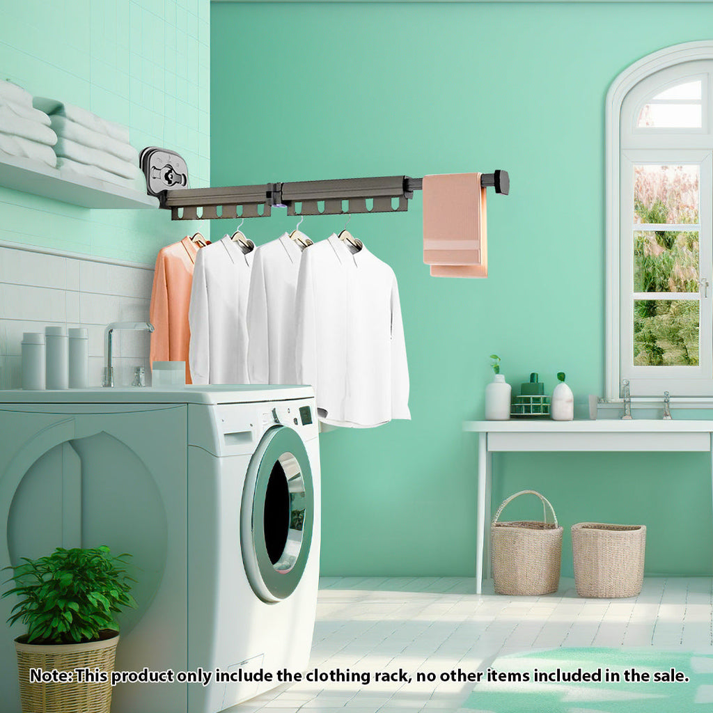 SOGA 2X 36.7in Wall-Mounted Clothing Dry Rack Retractable Space-Saving Foldable Hanger