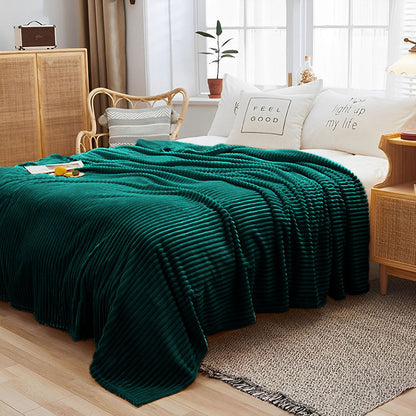 SOGA 2X Throw Blanket Warm Cozy Striped Pattern Thin Flannel Coverlet Fleece Bed Sofa Comforter