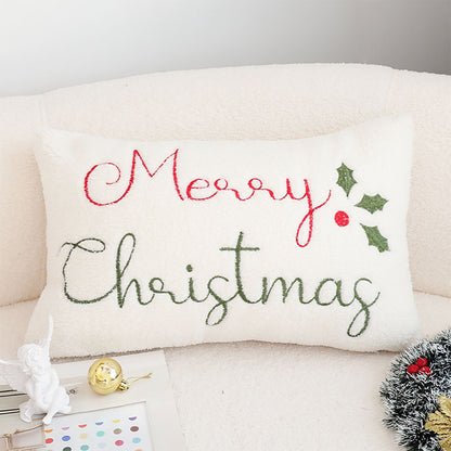 SOGA 45cm Christmas Pine Leaf Lambskin Waist Pillowcase