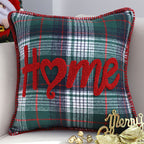 SOGA 45cm Rustic Plaid "Home" Accent Pillow Cover