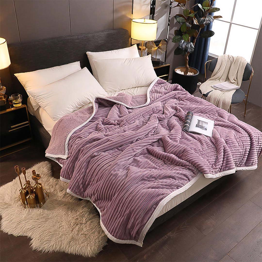 SOGA Throw Blanket Warm Cozy Double Sided Thick Flannel Coverlet Fleece Bed Sofa Comforter Purple