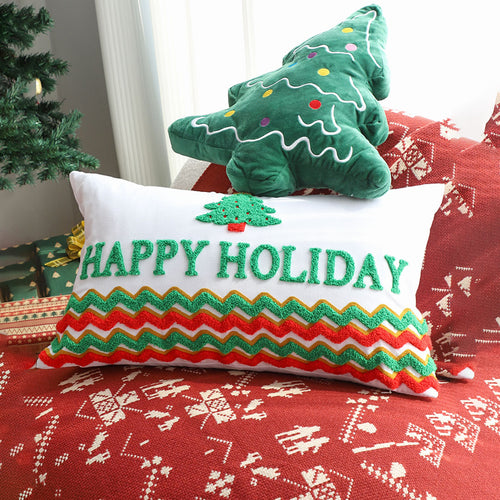 SOGA 2X 15.75x23.62in Cheerful Happy Holidays Tree Pillowcases Festive Cushion Covers