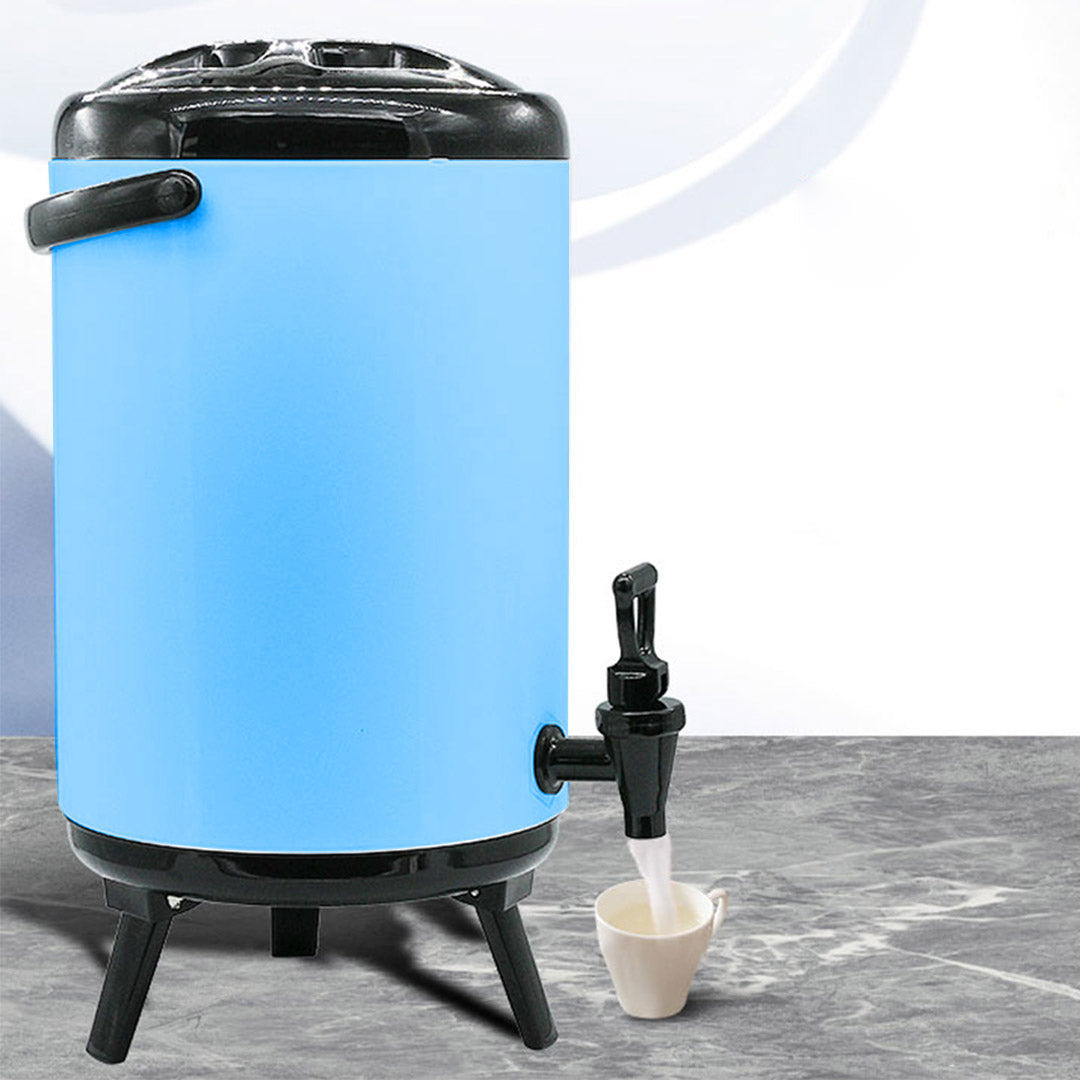 SOGA 4X 16L Stainless Steel Insulated Milk Tea Barrel Hot and Cold Beverage Dispenser Container with Faucet Blue