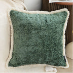 SOGA 45cm Emerald Velvet Fringe Pillowcase
