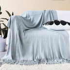 SOGA Acrylic Knitted Throw Blanket – Solid Warm Cozy Woven Cover with Fringes for Couch, Bed, Sofa, Home Decor, Grey