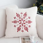 SOGA 45cm Christmas Snowflake Embroidered Faux Fur Throw Pillowcase