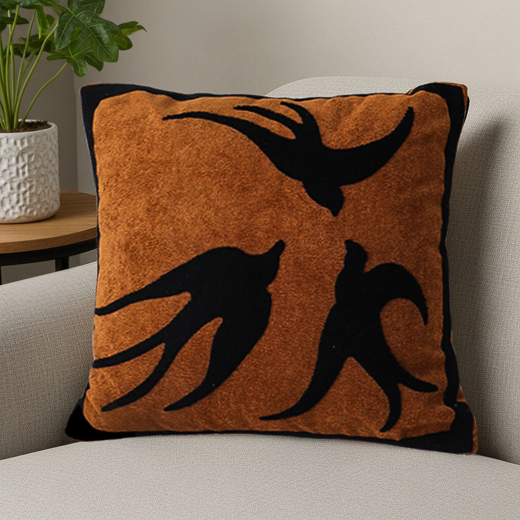 SOGA 45cm Abstract Brown/Orange Velvet Polyester Throw Pillow Cover