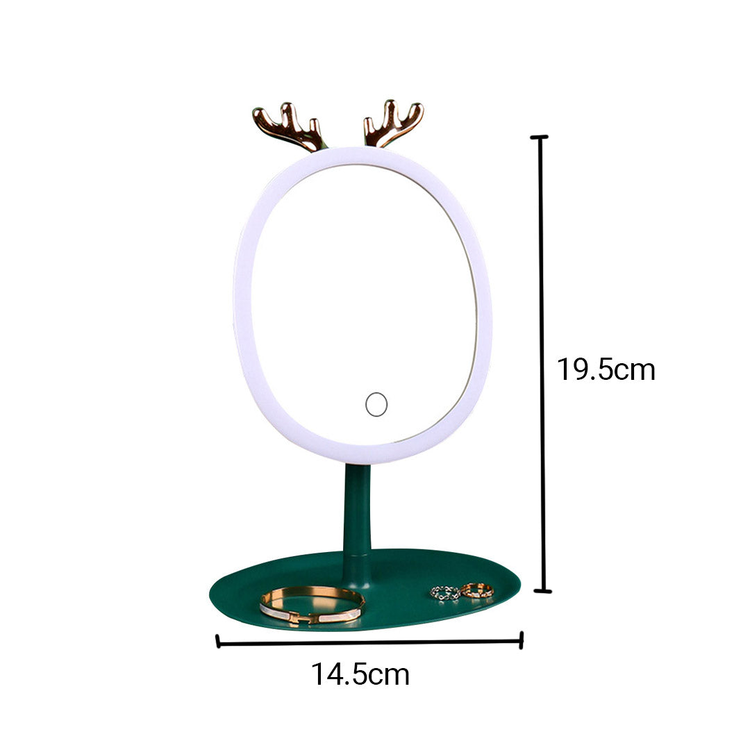 SOGA 2X Green Antler LED Light Makeup Mirror Tabletop Vanity Home Decor