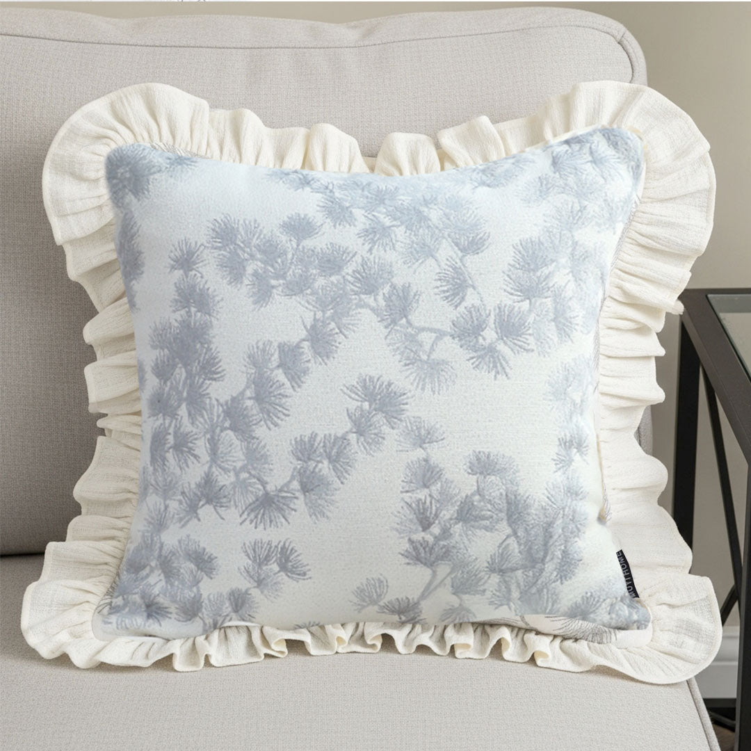 SOGA 2X 45cm White Floral with Ruffle Trim Pillowcase