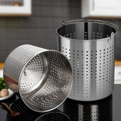 SOGA 21L 18/10 Stainless Steel Stockpot with Perforated Stock pot Basket Pasta Strainer