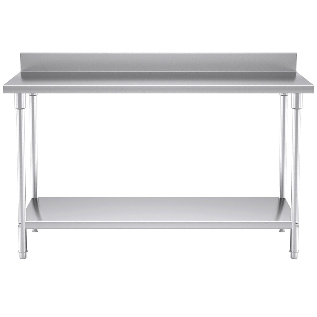 SOGA Commercial Catering Kitchen Stainless Steel Prep Work Bench Table with Back-splash 150*70*85cm