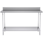 SOGA Commercial Catering Kitchen Stainless Steel Prep Work Bench Table with Back-splash 150*70*85cm