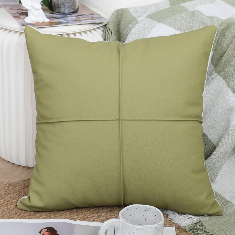 SOGA 45cm Luxurious Olive Green Faux Leather Pillowcase