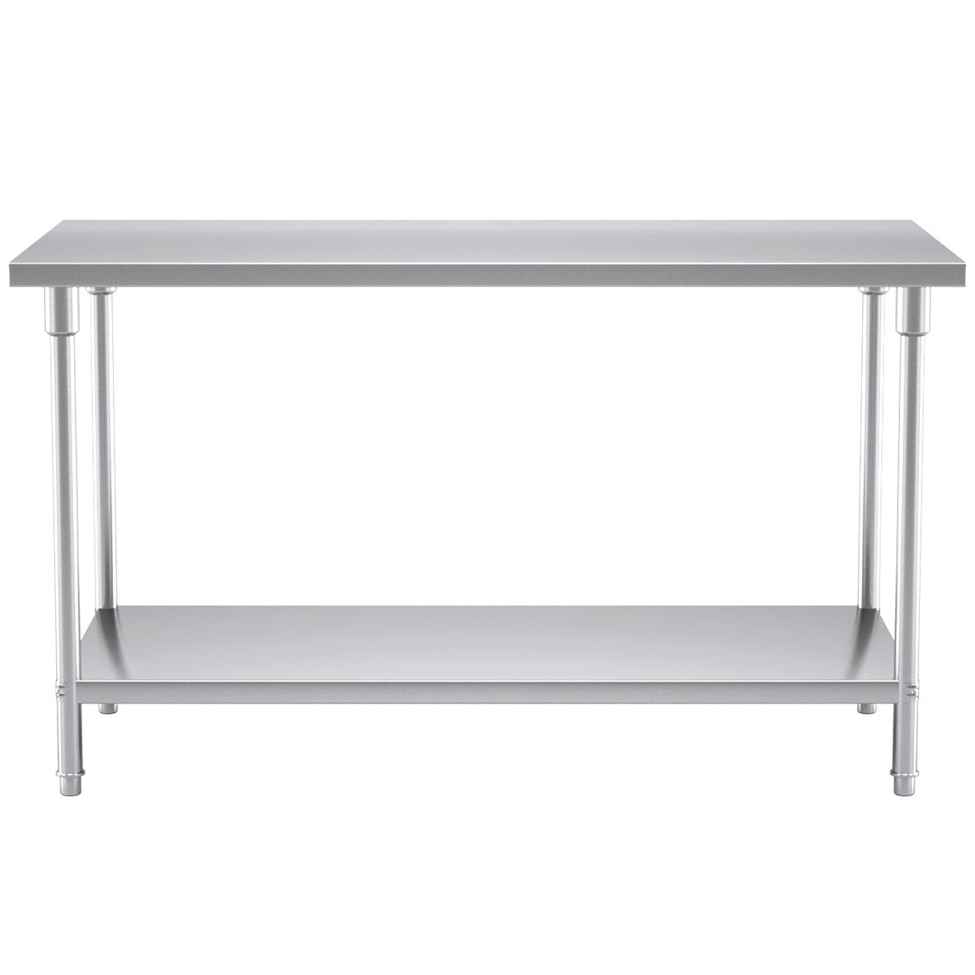 SOGA 2-Tier Commercial Catering Kitchen Stainless Steel Prep Work Bench Table 150*70*85cm