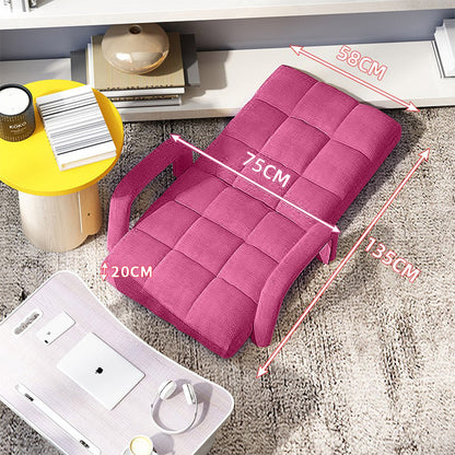 SOGA Foldable Lounge Cushion Adjustable Floor Lazy Recliner Chair with Armrest Pink