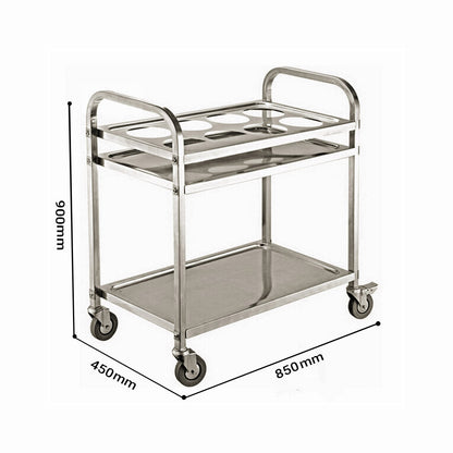 SOGA 2X 2 Tier Stainless Steel 8 Compartment Kitchen Seasoning Car Service Trolley Condiment Holder Cart Spice Bowl