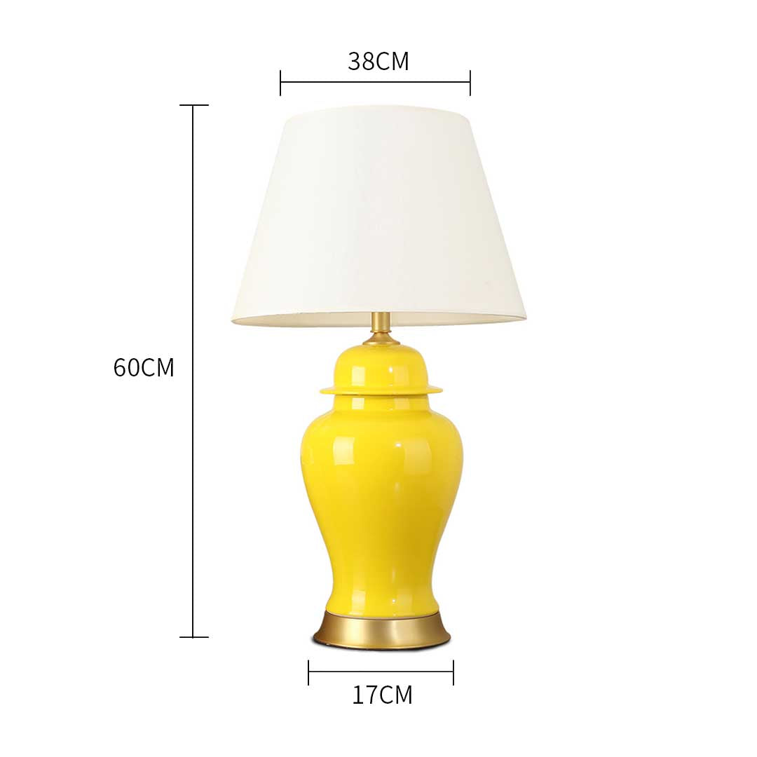 SOGA 4X Oval Ceramic Table Lamp with Gold Metal Base Desk Lamp Yellow