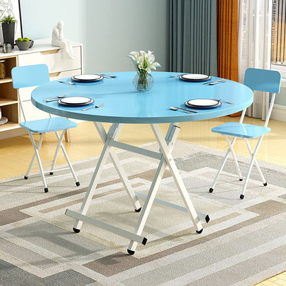 SOGA 2X  Blue Dining Table Portable Round Surface Space Saving Folding Desk Home Decor