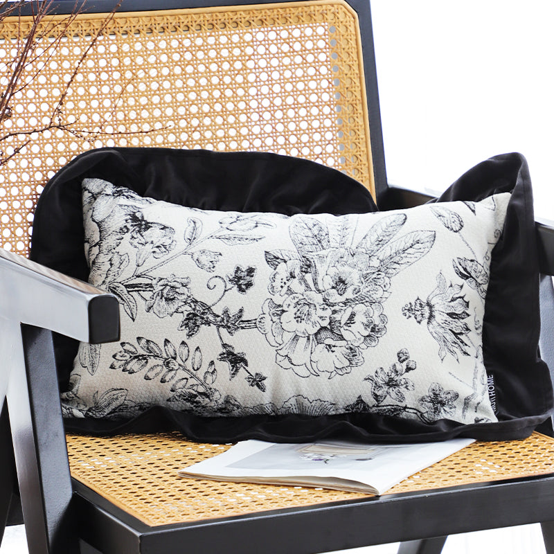 SOGA 30x50cm Chic Botanical Bliss Black & White Lumbar Pillowcase
