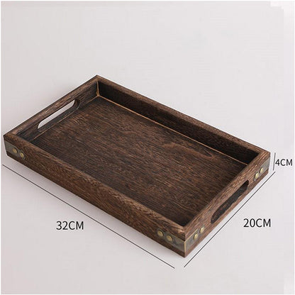 SOGA 2X Small Walnut Rectangle Wooden Tray Breakfast Dinner Serving Board Tea Set Holder Kitchen Home Decor