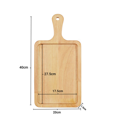 SOGA 2X 40cm Rectangle Premium Wooden Oak Food Serving Tray Charcuterie Board Paddle Home Decor