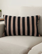 SOGA 2X 30x50cm Black & Tan Striped Rectangular Pillowcase