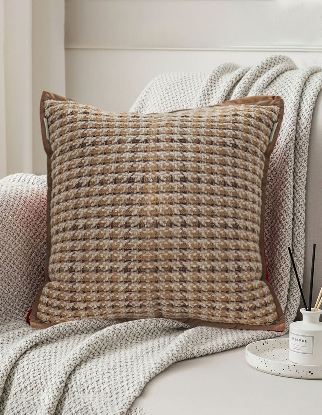SOGA 2X 45cm Cozy Woven Brown Pillowcase