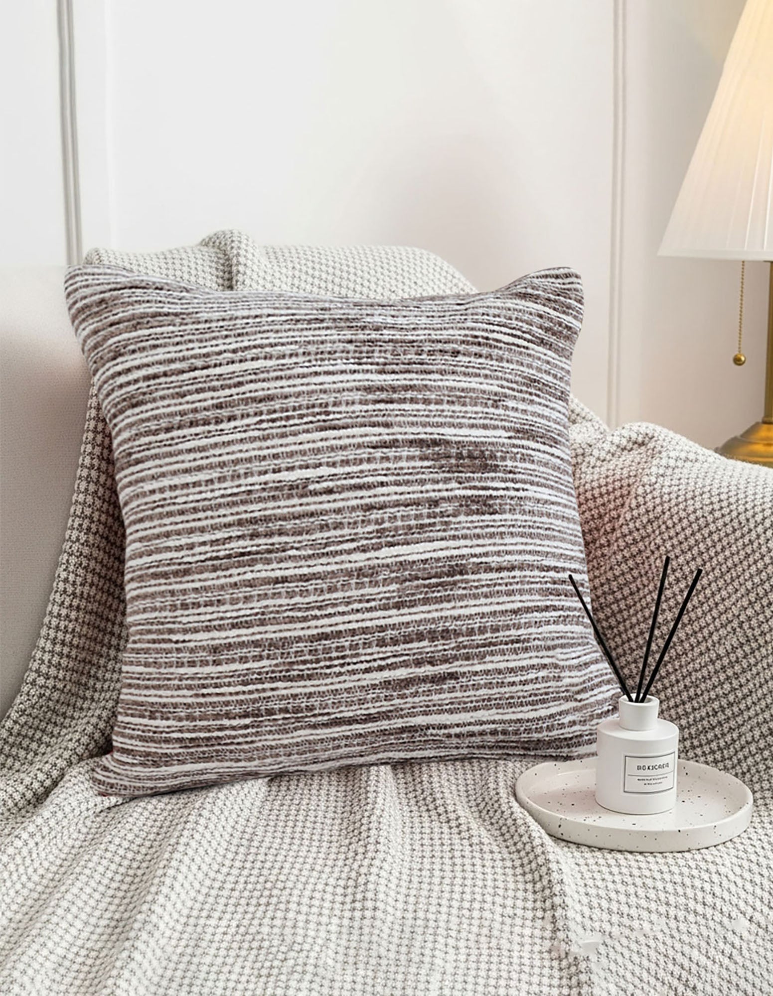 SOGA 2X 45cm Neutral Striped Woven Pillowcase