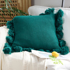 SOGA 2X 45cm Emerald Green Textured Pillowcase with Pom-Pom Trim – Elegant Decorative Cushion Covers