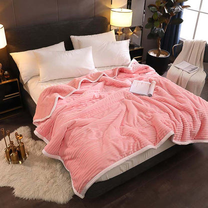 SOGA 2X Throw Blanket Warm Cozy Double Sided Thick Flannel Coverlet Fleece Bed Sofa Comforter Pink