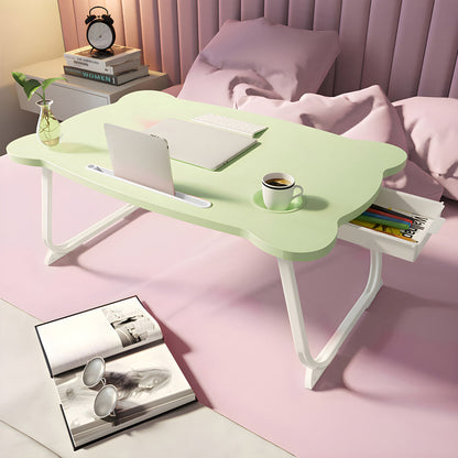 SOGA Green Portable Bed Table Adjustable Folding Mini Desk With Mini Drawer and Cup-Holder Home Decor
