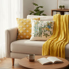 SOGA 3PC Cozy Home Set – Striped Flannel Throw Blanket with Decorative Pillow Covers (Botanical Garden & Diamond Elegance Design)