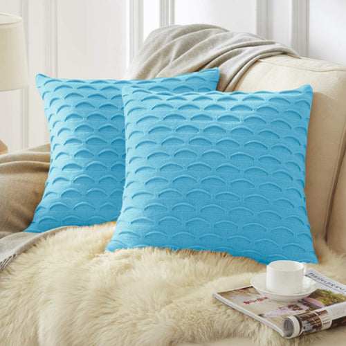 SOGA 2X 45cm Soft Mint Scalloped Wave Pillowcase – Elegant Textured Cushion Covers for Modern Home Décor