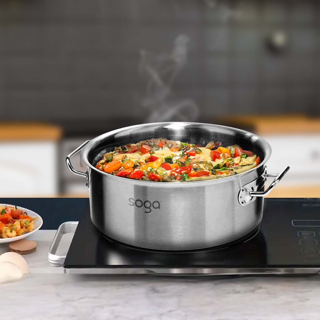 SOGA Stock Pot 14L Top Grade Thick Stainless Steel Stockpot 18/10 Without Lid