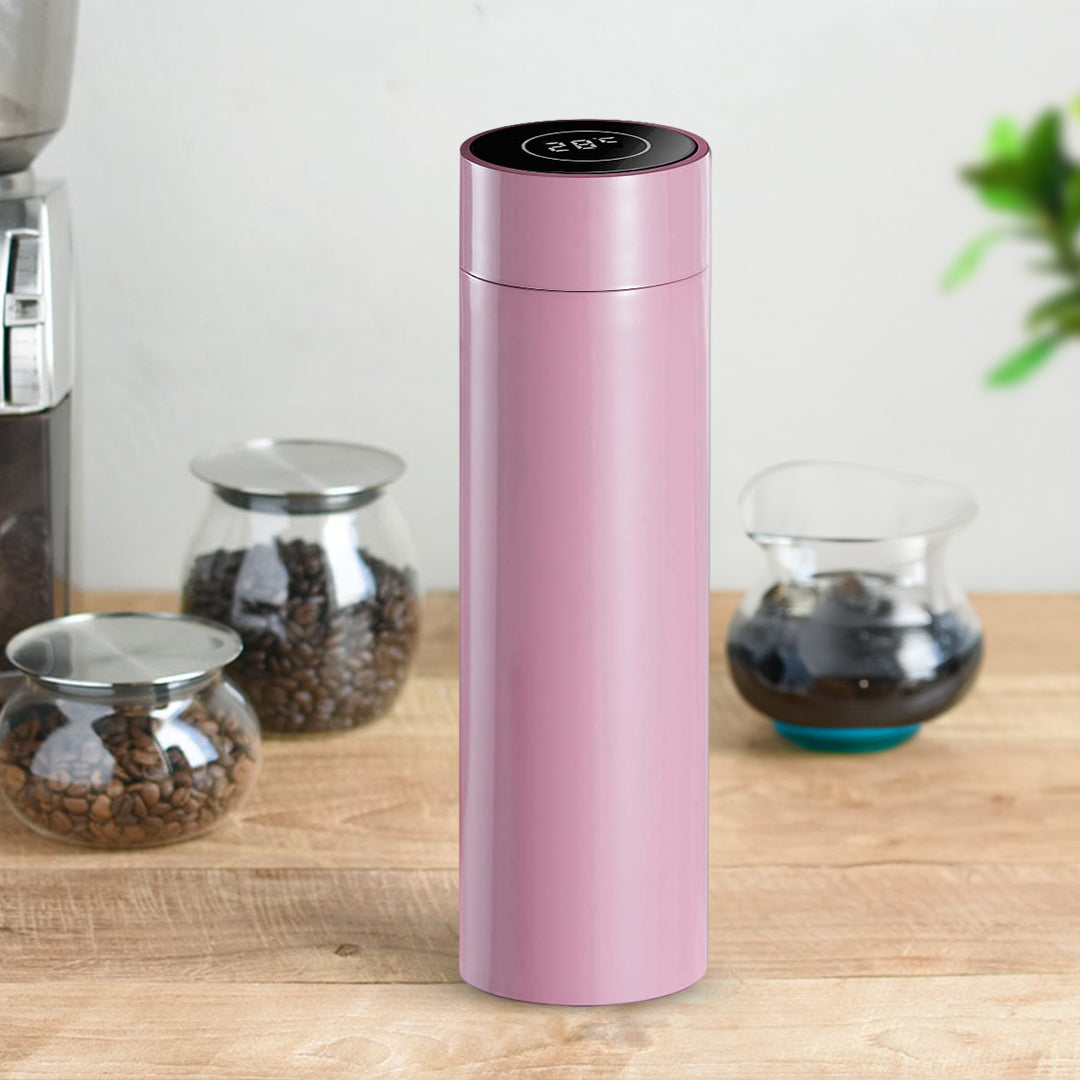 SOGA 500ML Stainless Steel Smart LCD Thermometer Display Bottle Vacuum Flask Thermos Pink