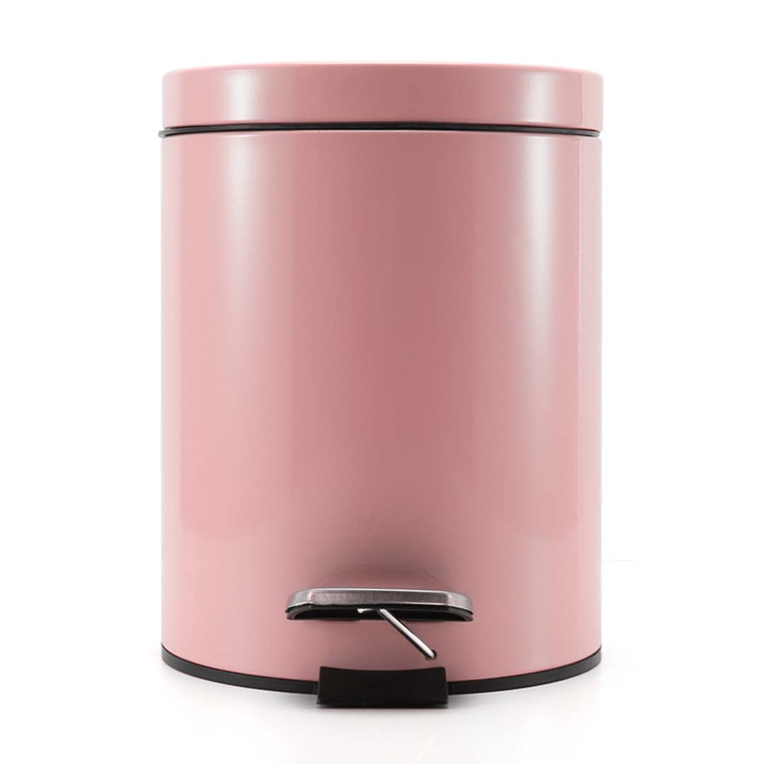 SOGA 4X Foot Pedal Stainless Steel Rubbish Recycling Garbage Waste Trash Bin Round 7L Pink