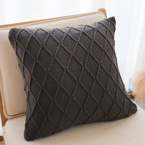 SOGA 2X 17.72in Charcoal Grey Cable Knit Pillow Covers Soft Decorative Cushion Cases