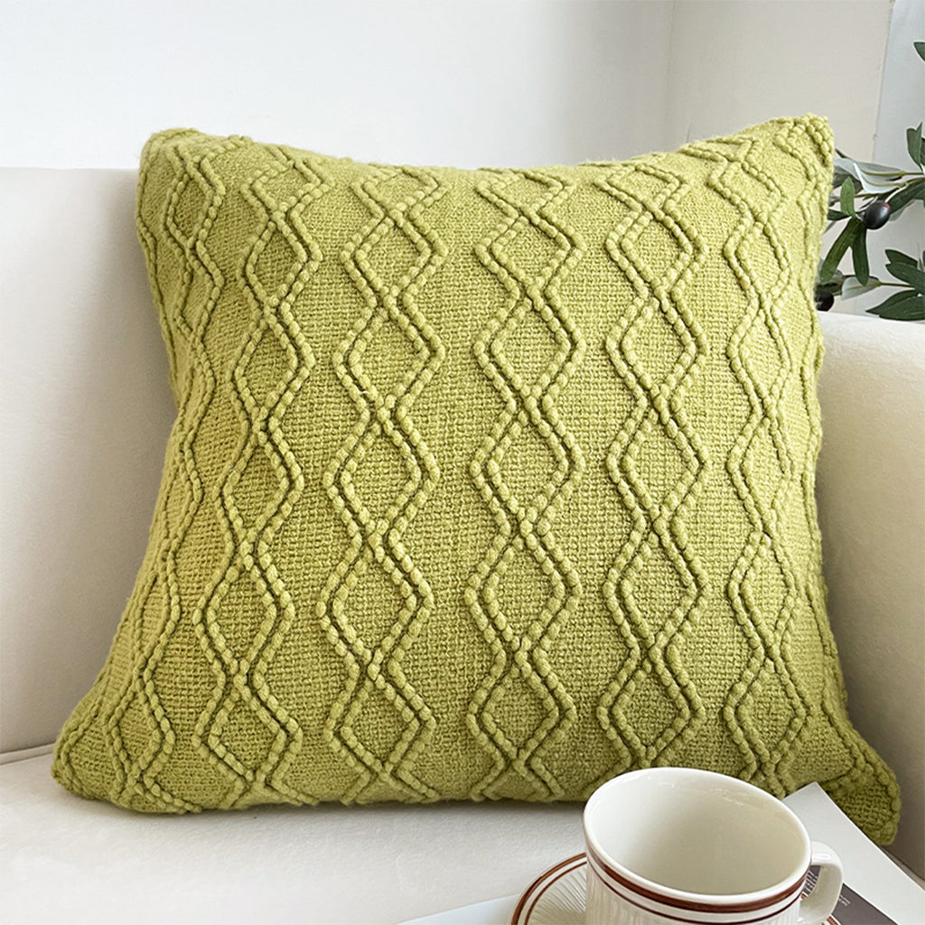 SOGA 45cm Sage Green Cable Knit Pillow Cover