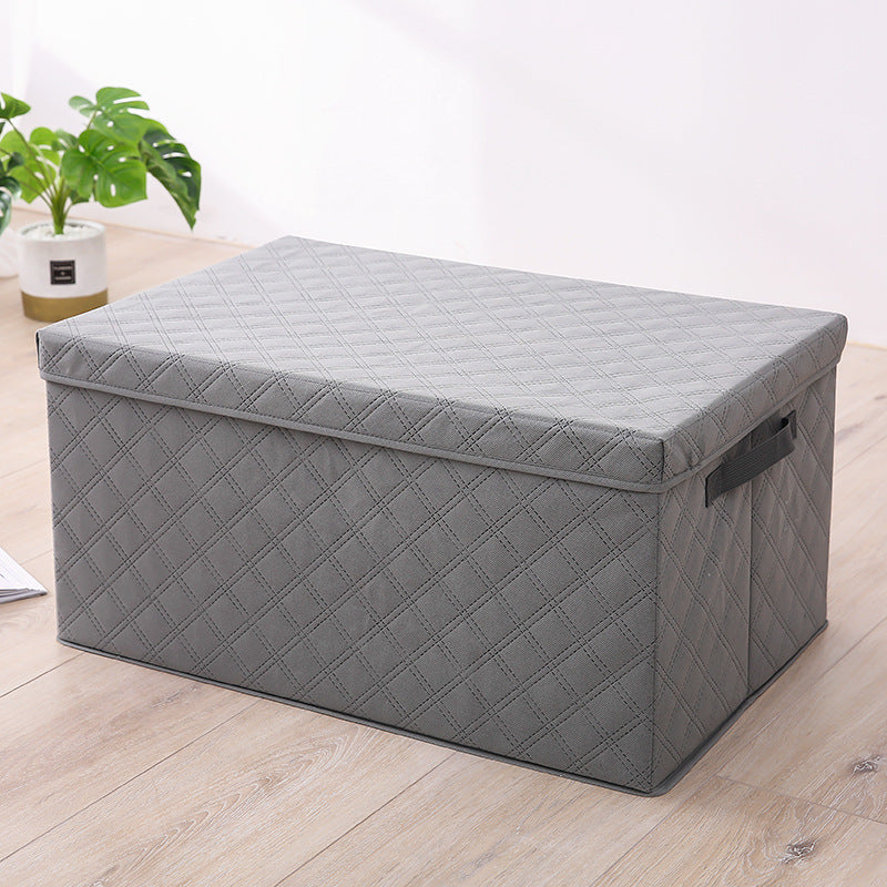 SOGA Large Grey Non-Woven Diamond Quilt Grid Fabric Storage / Organizer Box