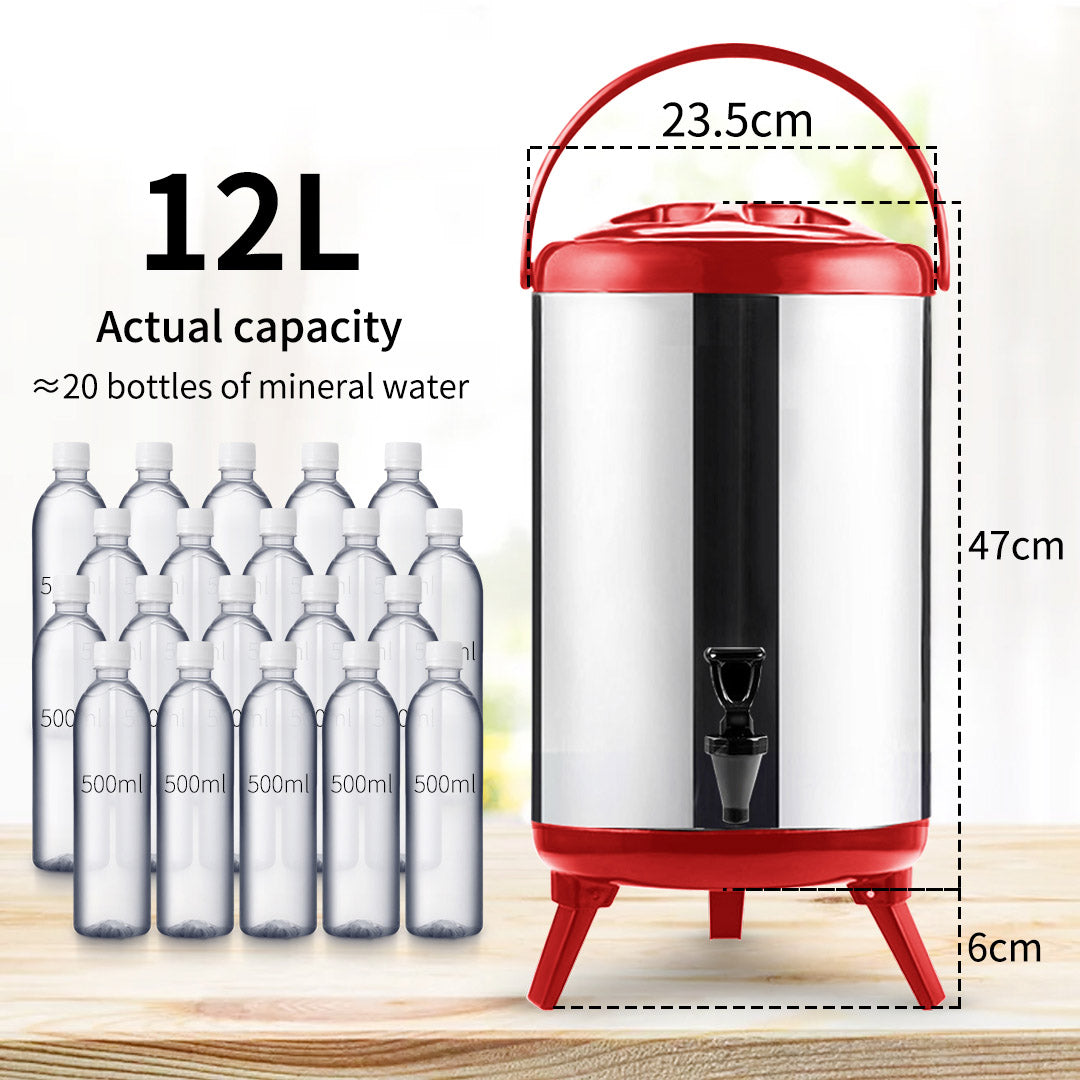 SOGA 3.2 Gal Portable Insulated Cold/Heat Coffee Tea Beer Barrel Brew Pot With Dispenser