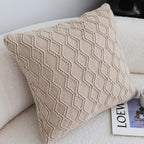 SOGA 2X 45cm Warm Beige Diamond Knit Pillowcases – Soft Decorative Cushion Covers for Sofa, Bed & Home Décor