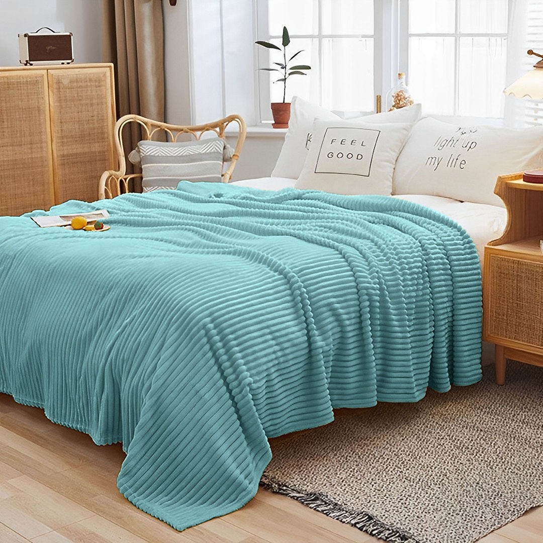 SOGA 2X Throw Blanket Warm Cozy Striped Pattern Thin Flannel Coverlet Fleece Bed Sofa Comforter