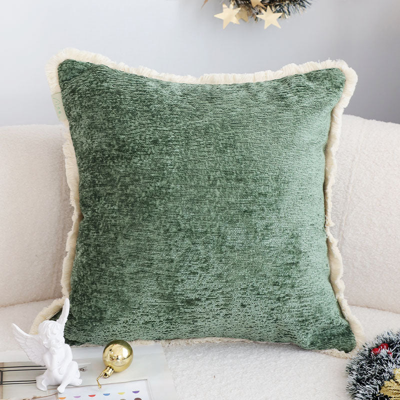 SOGA 2X 45cm Emerald Green Polyester Pillowcases with Fringed Edge
