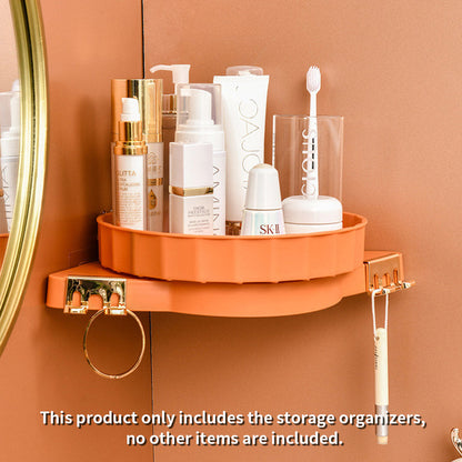 SOGA Orange 360 Degree Wall-Mounted Rotating Bathroom Organiser Corner Vanity Rack Toilet Adhesive Storage Shelf