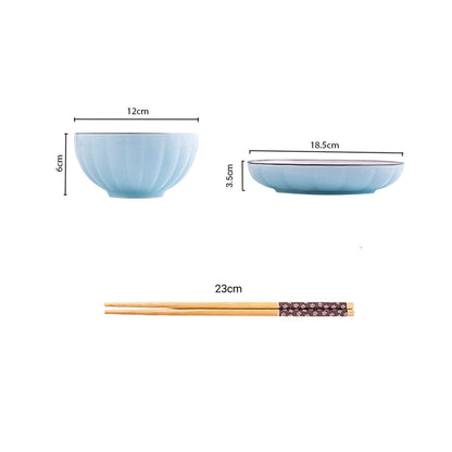 SOGA Blue Japanese Style Ceramic Dinnerware Crockery Soup Bowl Plate Server Kitchen Home Decor Set of 10