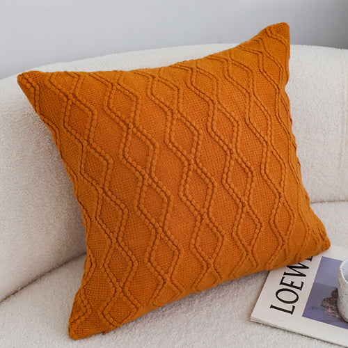 SOGA 2X 17.72in Burnt Orange Diamond Knit Pillowcases Soft Decorative Cushion Covers