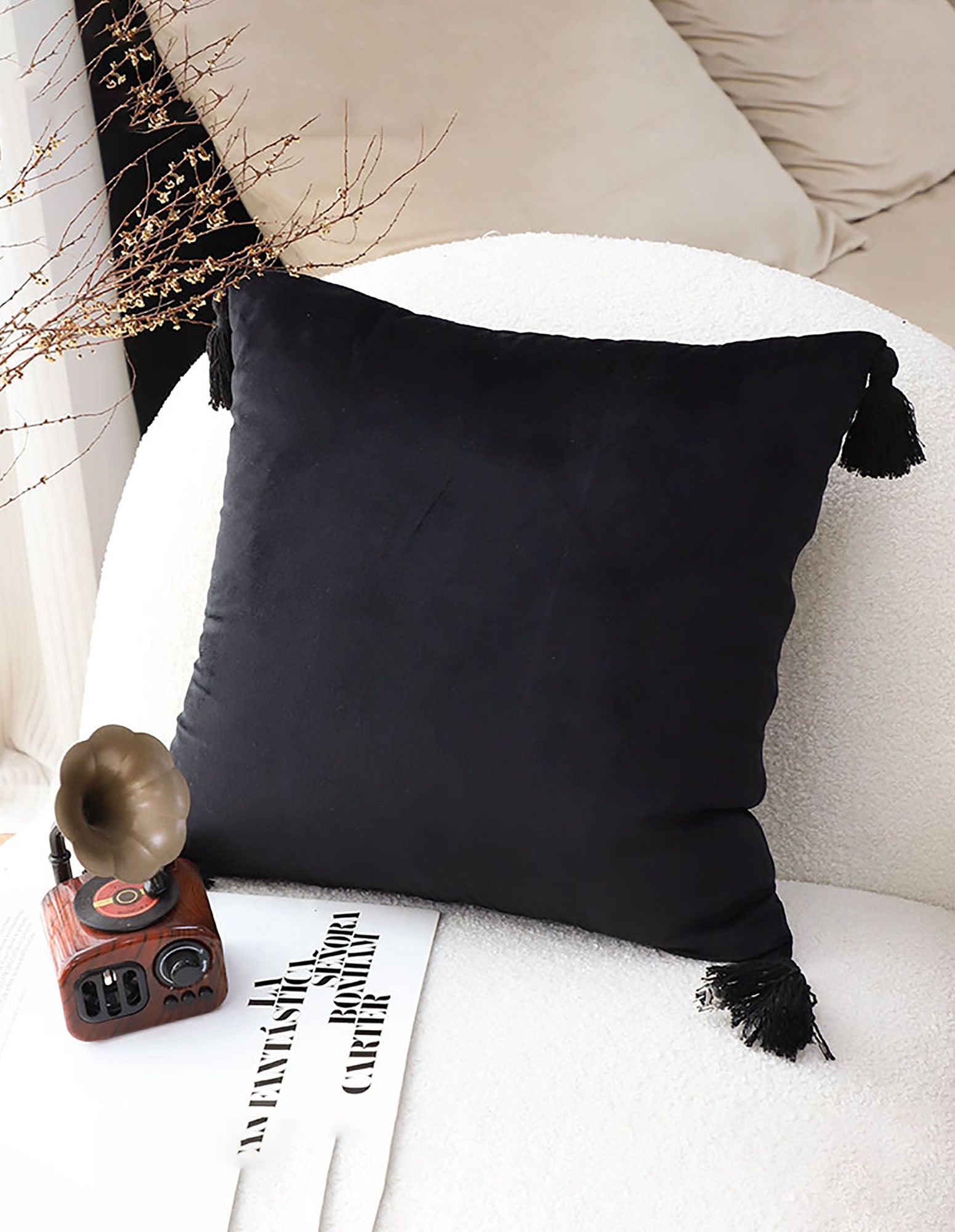 SOGA 2X 45cm Black Art Deco Geometric Outdoor Pillowcase