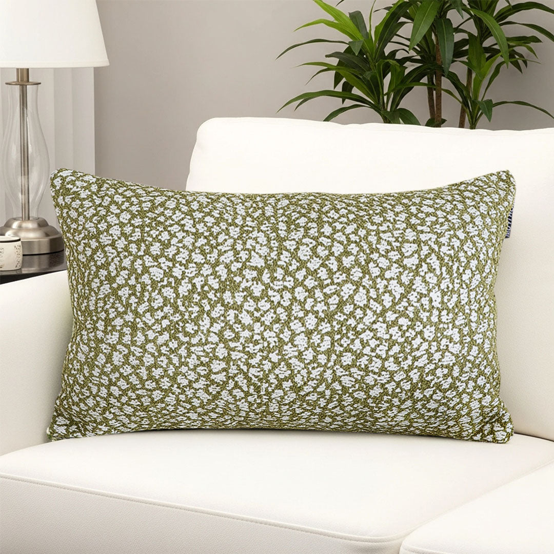 SOGA 30x50cm Rectangular Textured Pillowcase – Olive Green Accent