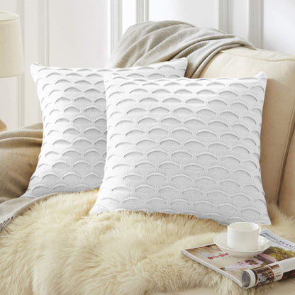 SOGA 45cm Scalloped Wave Pillowcase (Pure White)